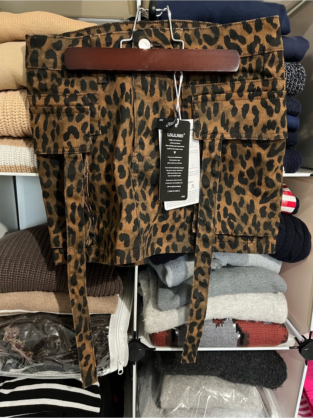 NWT Denim Leopard Mini Skirt